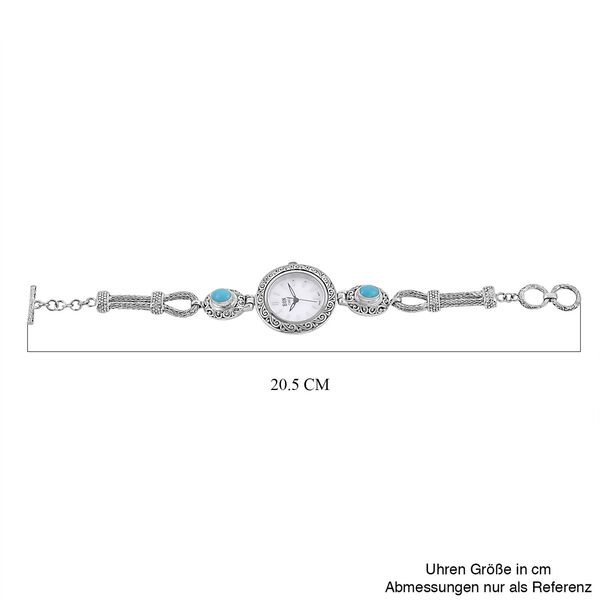 Royal Bali Kollektion - nat&uuml;rliche Sleeping Beauty T&uuml;rkis-Armbanduhr in Silber image number 7