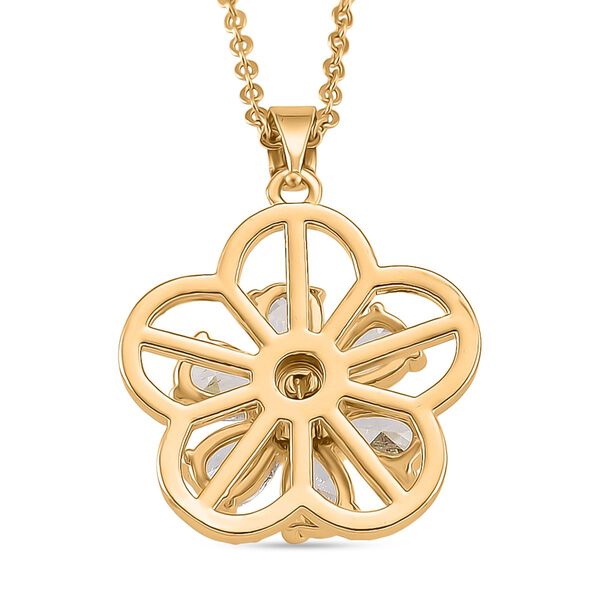 Weiße Süßwasser Perle, Weißer Zirkonia Schmuckset ca. 50 cm Nickelfreies Messing, Reines Kupfer vergoldet 14.00 ct image number 4