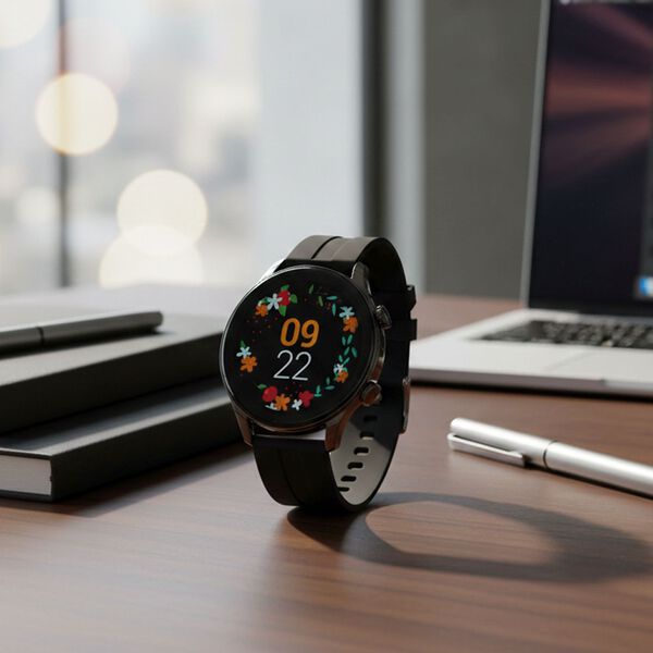 L10 Smartwatch, 1.5 Zoll HD Display, Herzfrequenz-, Blutdruck- und Blutsauerstoffmessung, Schwarzes Silikonarmband image number 2