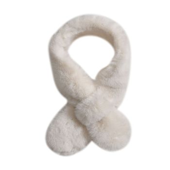 Flauschiger Kunst-Nerzpelz-Schlaufenschal, 89x11cm, Creme