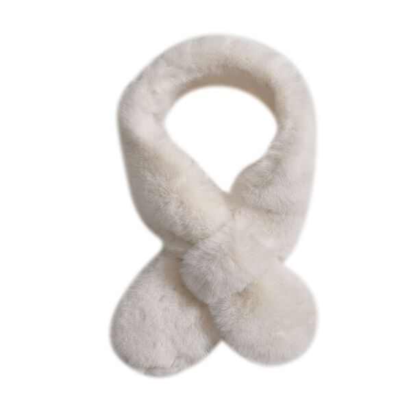 Flauschiger Kunst-Nerzpelz-Schlaufenschal, 89x11cm, Creme