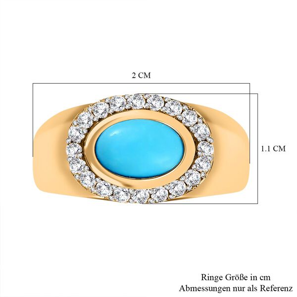 Amerikanischer, natürlicher Sleeping Beauty Türkis und Zirkon-Halo-Ring - 1,44 ct. image number 6