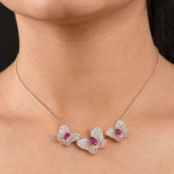 GP Trionfo Kollektion - AA Afrikanische Rubin, Zirkon und Kanchanaburi blaue Saphir-Halskette, 45cm - 4,95 ct.