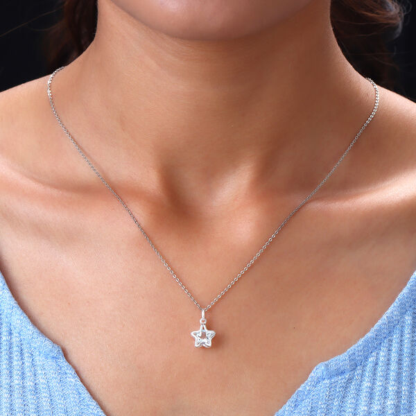 Wei&szlig;er Topas Stern-Anh&auml;nger, 925 Silber ca. 1,67 ct image number 3