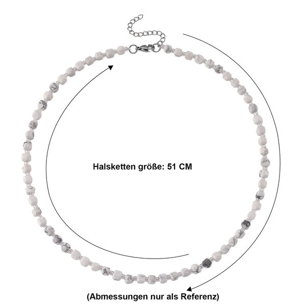 Wei&szlig;er Howlit, Glas Halskette, flexibel, 316L Edelstahl 85.00 ct image number 6