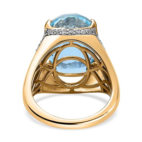 Himmelblauer Topas und Zirkon-Ring - 12,54 ct. image number 5