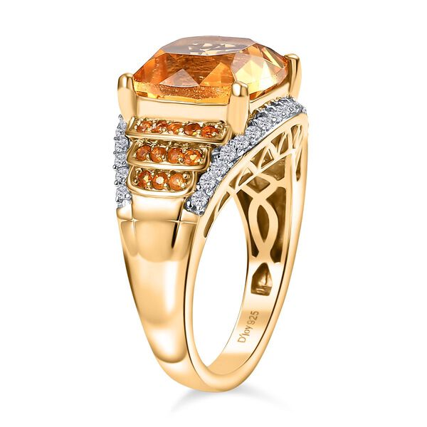 Djoy AA Serra Gaucha Citrin, Feueropal Ring 925 Silber 750 Gelbgold Vermeil (Größe 21.00) ca. 6.27 ct image number 5