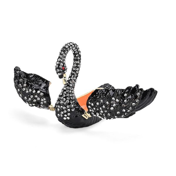 " Swan shape Trinket Storage Box - black Material: Alloy + diamond size: 7*4.5*6cm  " image number 5