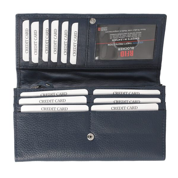 Moderne Geldbörse aus 100% echtem Leder, Marineblau image number 6