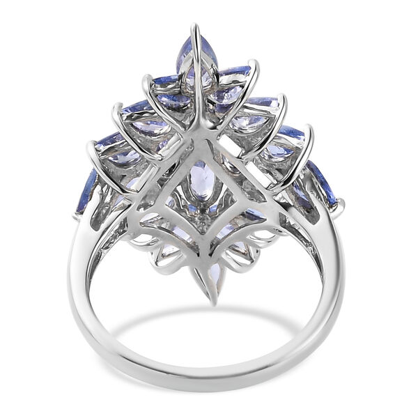 Tansanit Cluster Ring 925 Silber Platin-Überzug image number 6