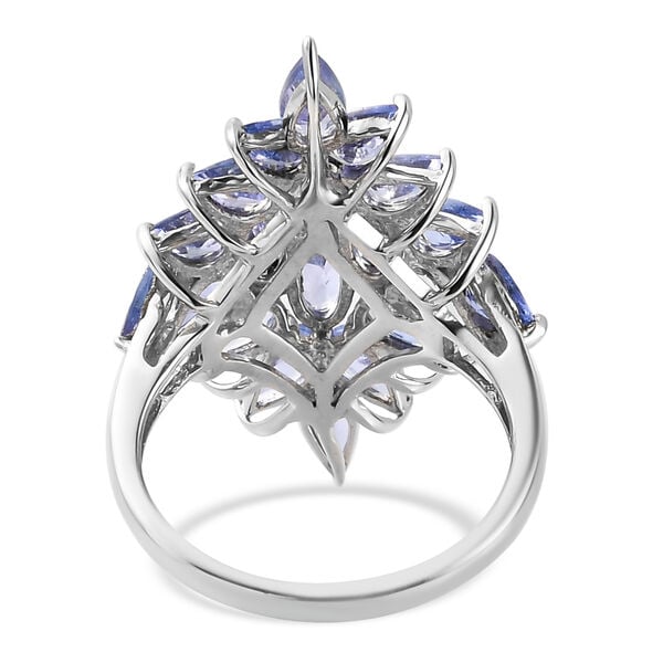 Tansanit Cluster Ring 925 Silber Platin-Überzug image number 6