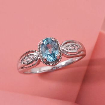D&rsquo;Joy blauer und wei&szlig;er Zirkon Ring und Anh&auml;nger