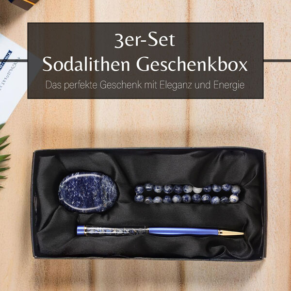 3er Exklusives Geschenkset &ndash; Amethyst: Handschmeichler, Armband und Kugelschreiber mit Kristallkugel image number 1