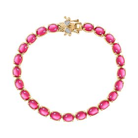 D'Joy Maulbeer Mondstein, Wei&szlig;er Zirkon Armband ca. 20 cm 925 Silber 750 Gelbgold Vermeil ca. 20,34 ct.