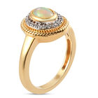 Natürlicher Äthiopischer Opal und Zirkon Ring 925 Silber vergoldet  ca. 0,83 ct image number 4