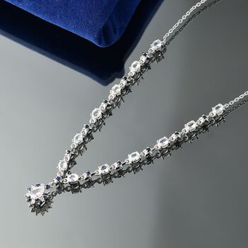 D joy AAA Premium Malagasy Regenbogen Mondstein Halskette, ca. 50 cm 925 Silber rhodiniert ca. 2,87 ct.