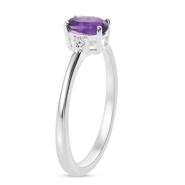 Afrikanischer Amethyst und Wei&szlig;er Simulierter Diamant Ring 925 Silber  ca. 0,49 ct image number 5