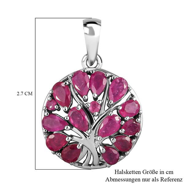 Afrikanischer Rubin Baum des Lebens Anhänger in Silber image number 6