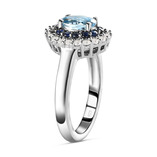 Espirito Santo Aquamarin und blauer Saphir-Ring, 925 Silber platiniert  ca. 1,40 ct image number 5