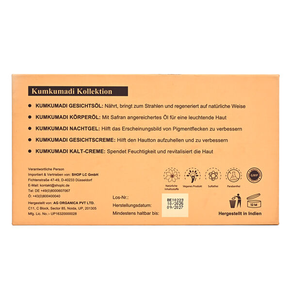 SQIN Botanicals- Kumkumadi-Set: Gesichts&ouml;l, Nachtgel, Gesichtscreme, Gesichtsserum, Kalte Creme, je 5ml (gesamt 25ml) image number 8