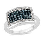 Blauer und Weißer Diamant Ring 925 Silber platiniert  ca. 0,33 ct image number 3