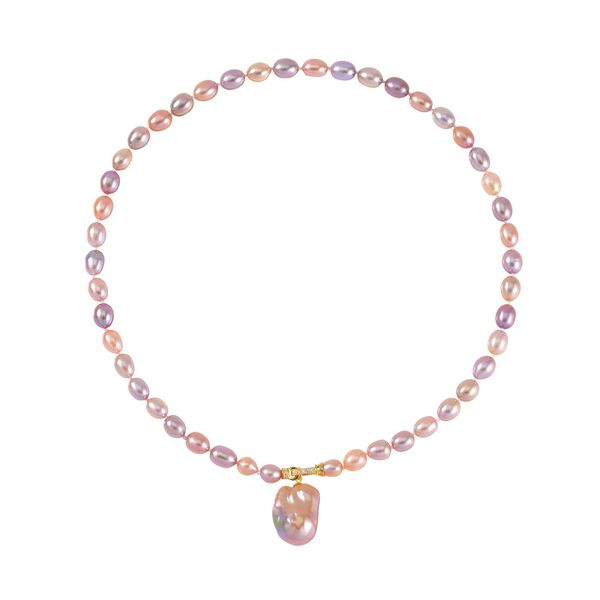 S&uuml;&szlig;wasserperle und mehrfarbige S&uuml;&szlig;wasserperlen-Halskette
