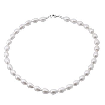 Wei&szlig;e  Muschelkernperle Halskette ca. 45 cm, 925 Silber