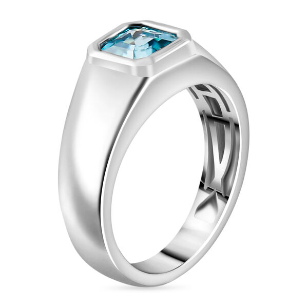 AAA Kambodschanischer blauer Zirkon Asscher Schnitt Herren Ring 925 Silber Platin-&Uuml;berzug image number 4