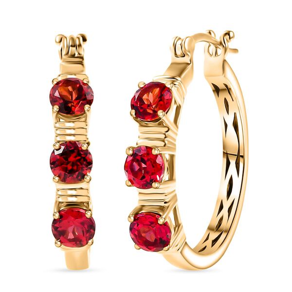 D'Joy Lab Created Padparadscha-Saphir Ohrringe 925 Silber 750 Gelbgold Vermeil ca. 4,48 ct. image number 0