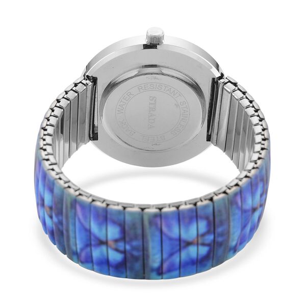 STRADA - Armbanduhr mit Schmetterlingsmotiv, Kristall-Lünette, Japanisches Uhrwerk, Edelstahlzugband, Reiner Edelstahl image number 6