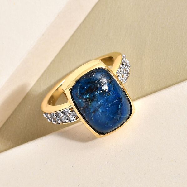 Nat&uuml;rlicher Tafelberg Shadowkite und wei&szlig;er Zirkon-Ring, 925 Silber vergoldet (Gr&ouml;&szlig;e 17.00) ca. 7,69 ct image number 2