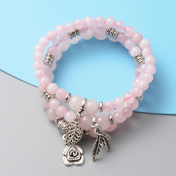 3er Set Rosenquarz Flexibles Armband ca.19 cm in silberfarben ca. 180,50 ct image number 2