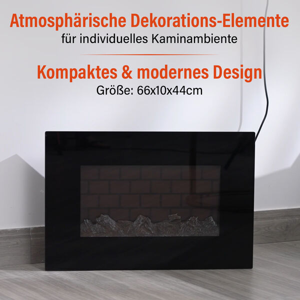 Elektrische Wandkamin-Heizl&uuml;fter mit realistischen 3D-Flammeneffekt,  66 x 10 x 44 cm image number 5