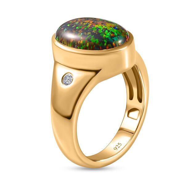 Labor schwarzer Opal und Zirkon Ring - 2,45 ct. image number 6