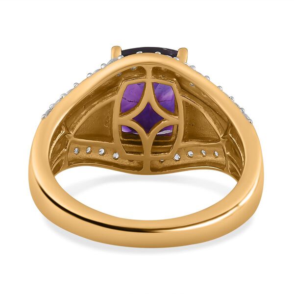 AAA Marokkanischer Amethyst, Wei&szlig;er Zirkon Ring 925 Silber Gelbgold Vermeil (Gr&ouml;&szlig;e 17.00) ca. 3,14 ct image number 6