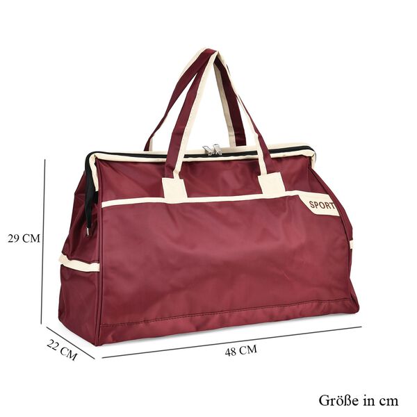 Elegante Nylon-Reisetasche mit Gro&szlig;em Stauraum, Gr&ouml;&szlig;e: 48 x 22 x 29 cm, Burgunderrot image number 7