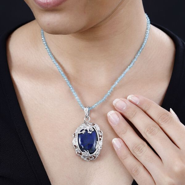 AAA Labradorit, Apatit Halskette ca. 45 cm 925 Silber rhodiniert ca. 72.70 ct image number 4