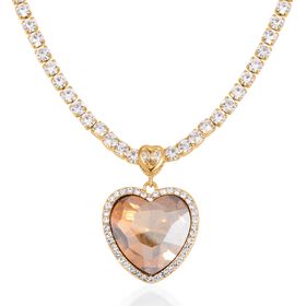 J Francis gefertigt mit SWAROVSKI- Champagner und weiße Swarovski Kristall Halskette, 50cm