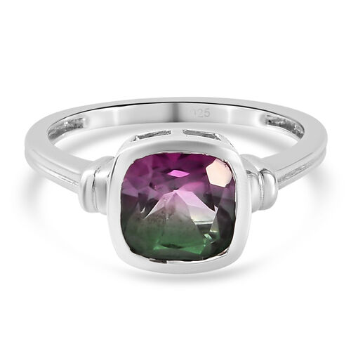 Wassermelonen-Quarz-Triplett Solitär Ring 925 Silber platiniert image number 0