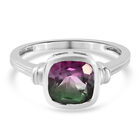Wassermelonen-Quarz-Triplett Solitär Ring 925 Silber platiniert (Größe 16.00)