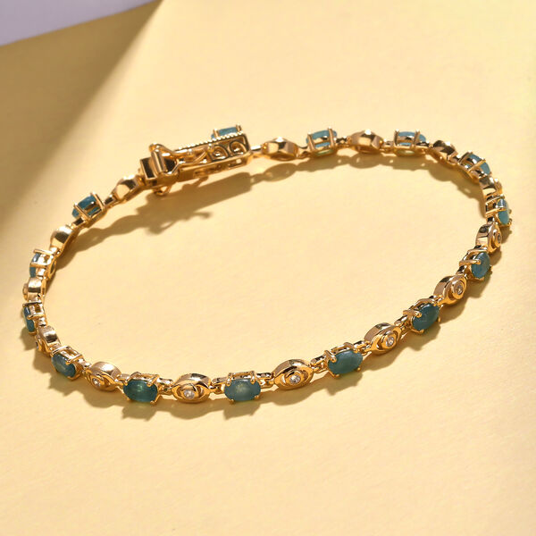 Grandidierit und wei&szlig;es Zirkon-Armband, ca. 20 cm, 925 Silber vergoldet ca. 3,12 ct image number 2