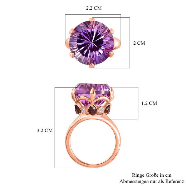 AA Rose De France Amethyst, roter Granat und Zirkon-Ring - 15,28 ct. image number 7