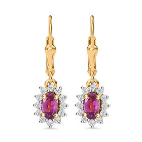 AAA Radiant Ember Granat und Zirkon Ohrringe - 0,82 ct.