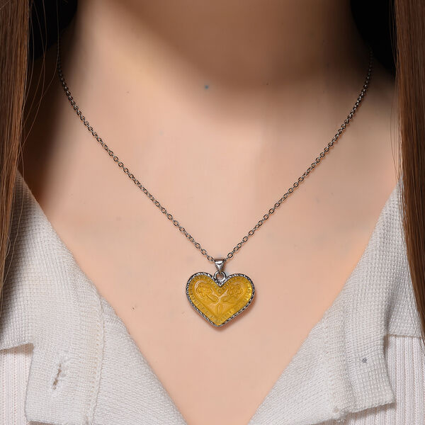 Gelber Fluorit Schmuckset ca. 50 cm 316L Edelstahl ca. 20.00 ct image number 2