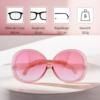 Sonnenbrille mit UV400-Schutz, rosa, Gl&auml;sergr&ouml;&szlig;e H6,8cm, Stegbreite 1,9cm, B&uuml;gell&auml;nge 13,5cm