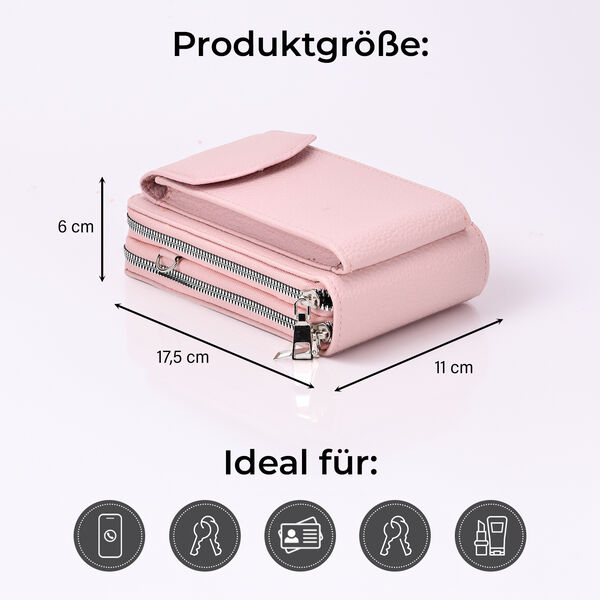 Crossbody Tasche mit RFID-Schutz, 11x6x17,5cm, Rosa image number 5