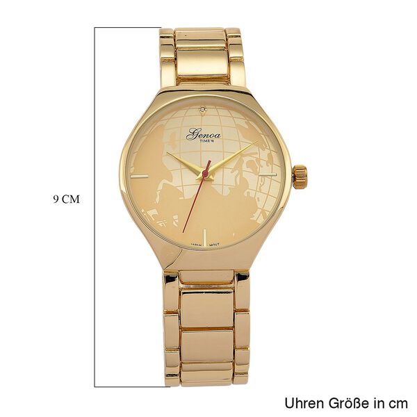 GENOA - Wei&szlig;er Diamant Uhr mit Japanisches Uhrwerk, 3 ATM Wasserdicht, 316L Edelstahl, Gelb image number 7