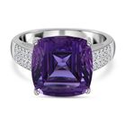 Lasergeschnittener Lusaka Amethyst, weißer Zirkon Ring, 925 Silber platiniert, (Größe 17.00) ca. 7.64 ct