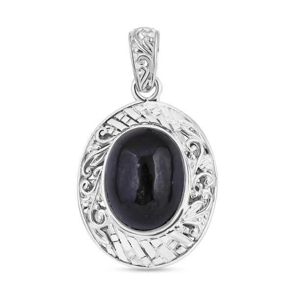 Royal Bali - Schwarz Stern Diopsid Anh&auml;nger, 925 Silber, ca. 12.43 ct