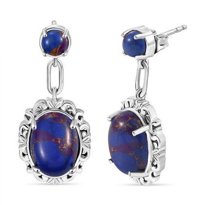 Lila T&uuml;rkis Ohrringe Messing ca. 12.36 ct